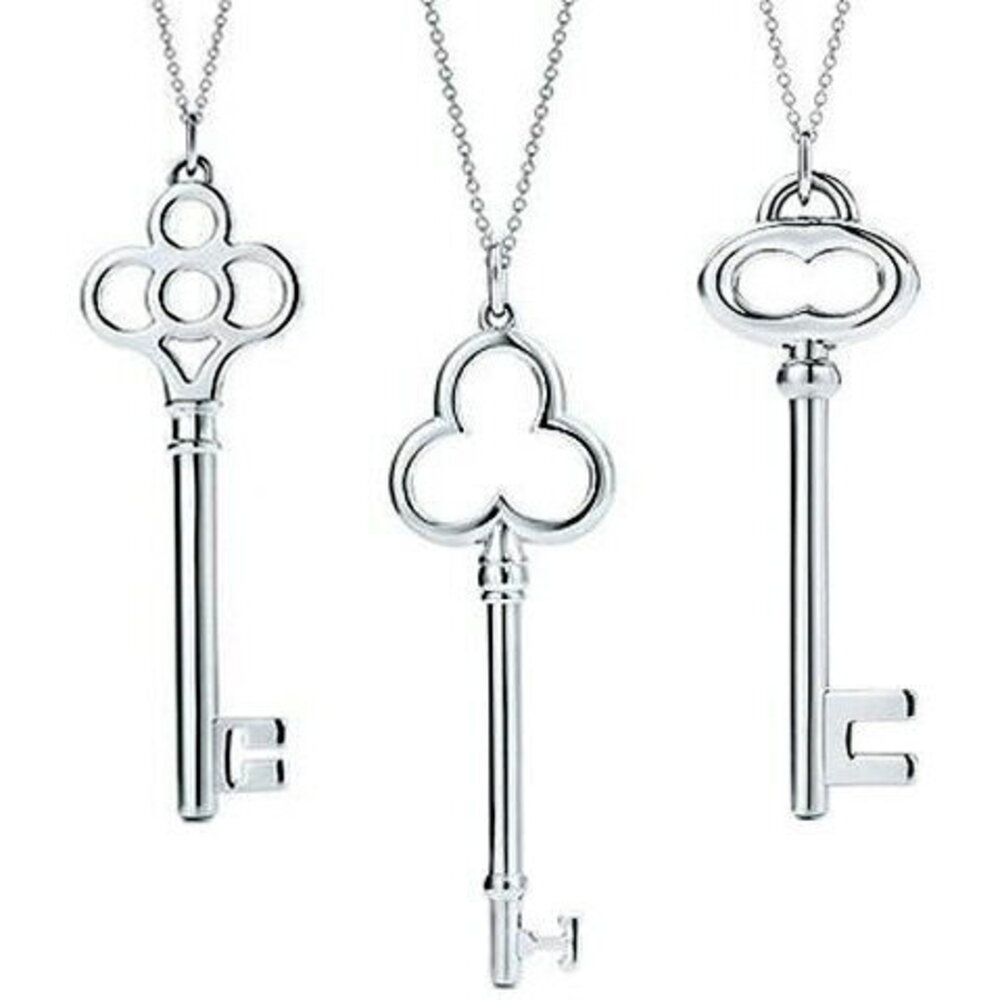Tiffany & Co Tiffany Key Pendant Trefoil Crown Oval Open Heart Necklace Key